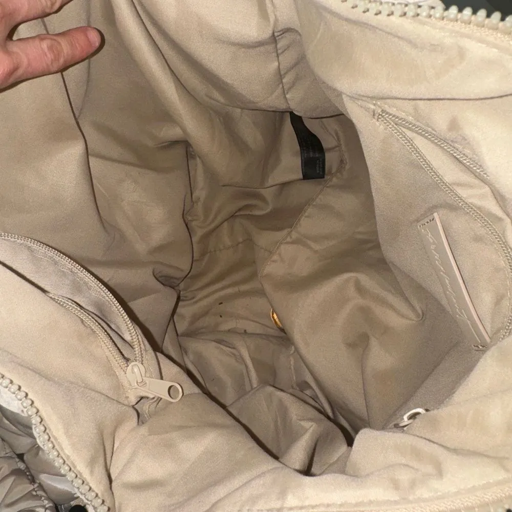 FP Movement quilted tote bag carryall beige sand hobo large zipper shoulder - Image 11