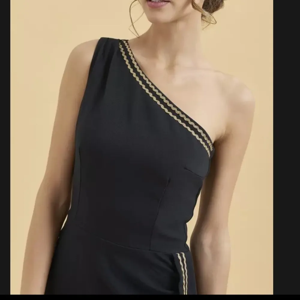 NWT The Pretty Dress Company Retro Vintage Style one shoulder black gold Pencil Size 14 - Image 5