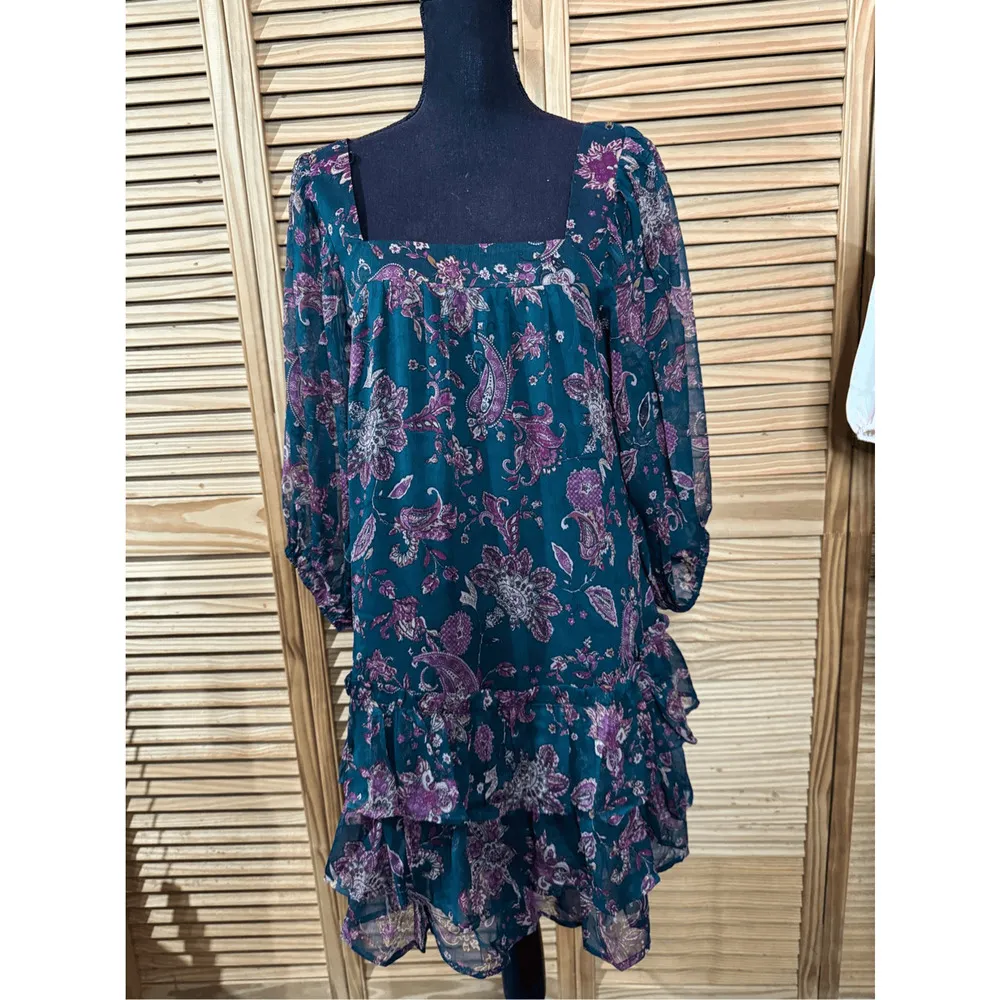 BAND OF THE FREE MANDY MINI DRESS IN PINE BERRY SQUARE NECK S-NEW - Image 6