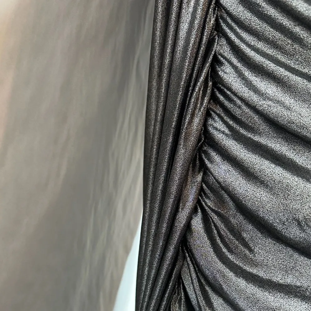 Vintage Metallic Draped Halter Backless Dress Gown - Size Medium - Image 8