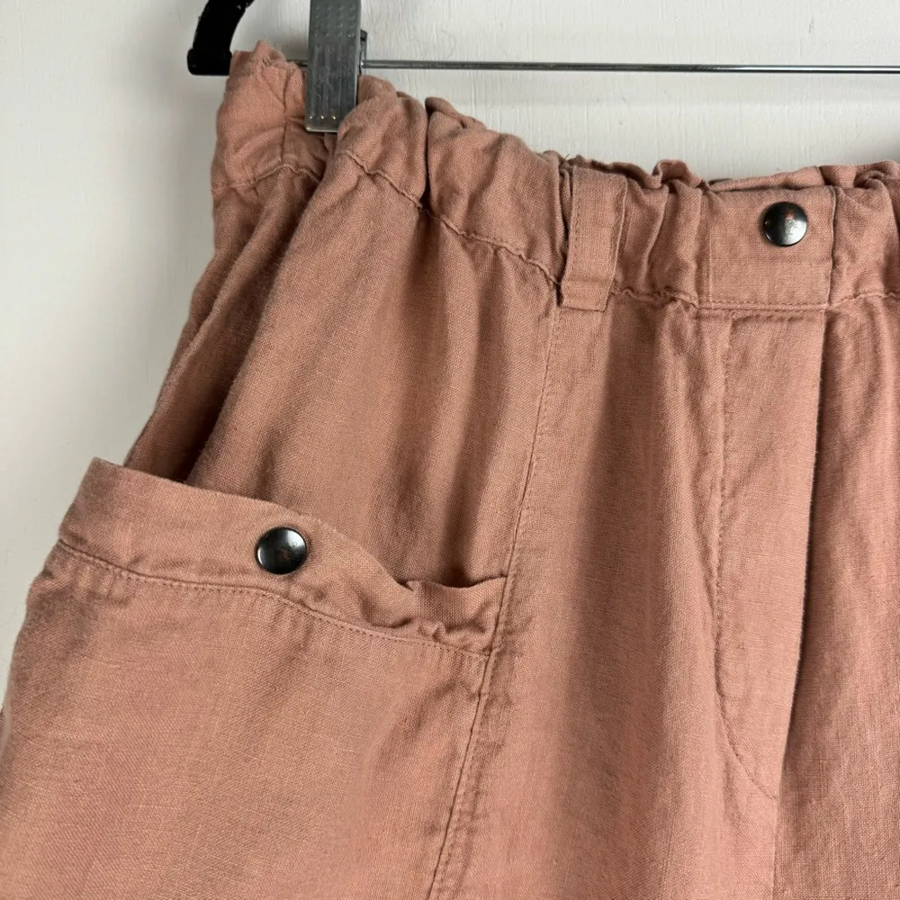 Magic Linen Tapered Cargo Pants Sz XL Rose Pink Elastic Waist Boho Chic - Image 8