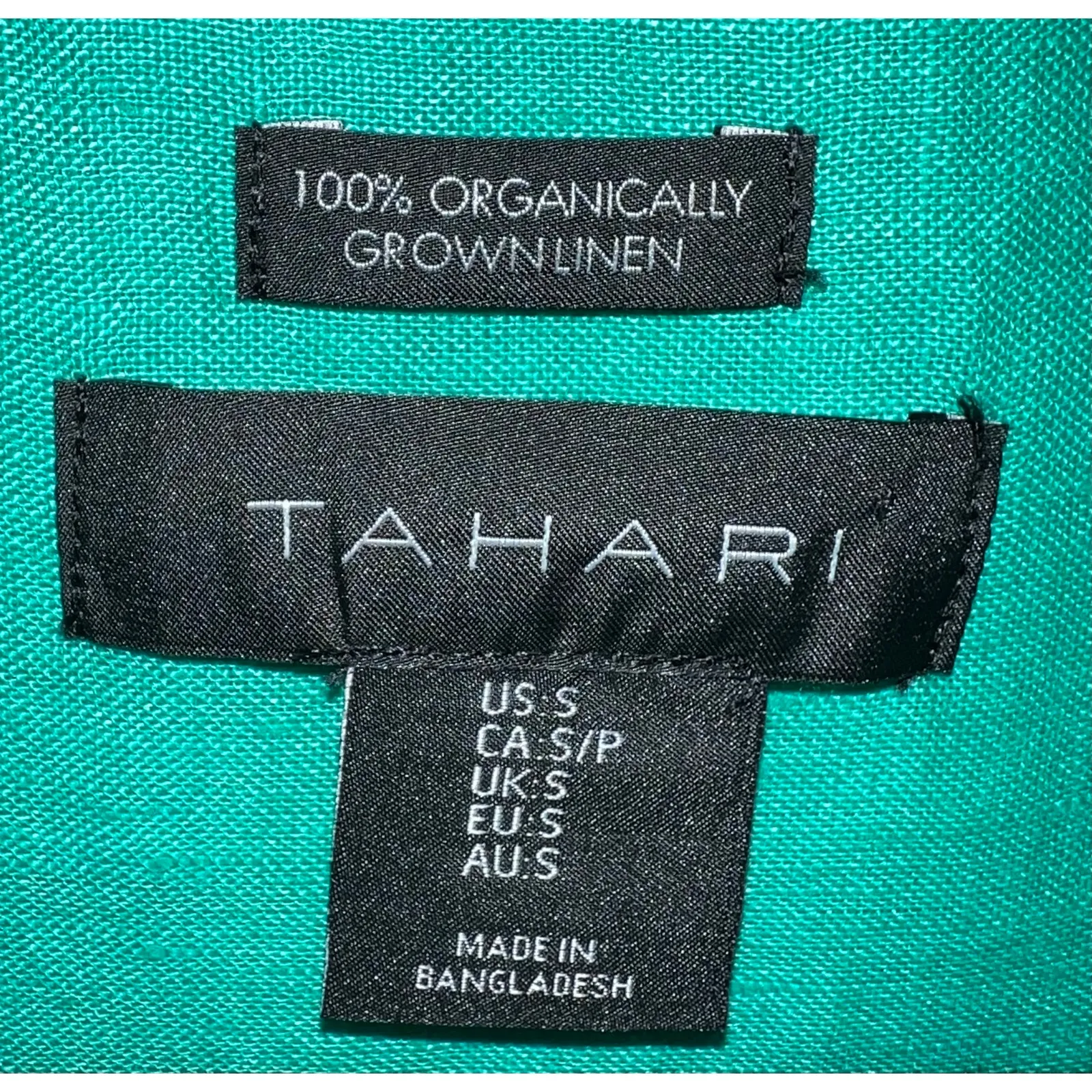 Tahari‎ 100% Organic Linen Emerald Green Boxy Hi-Low Fit Cottagecore Spring EUC - Image 7