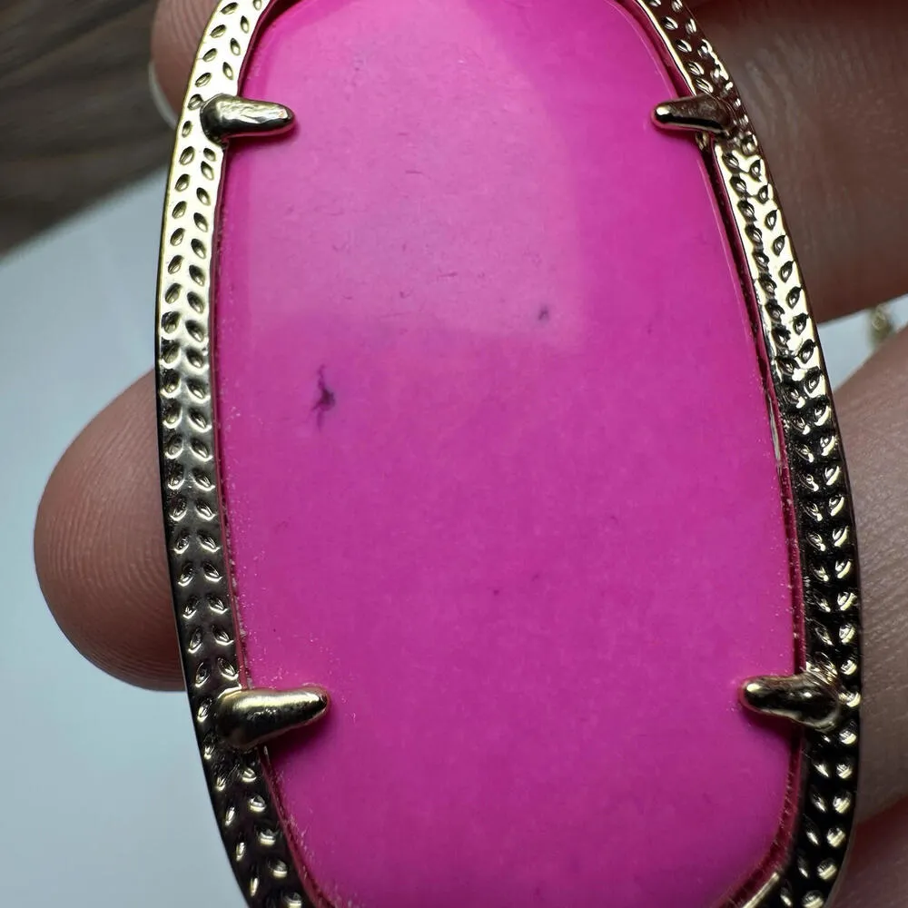 Kendra Scott Rayne Pink Stone Pendant Tassel Gold Tone Chain Necklace - Image 7