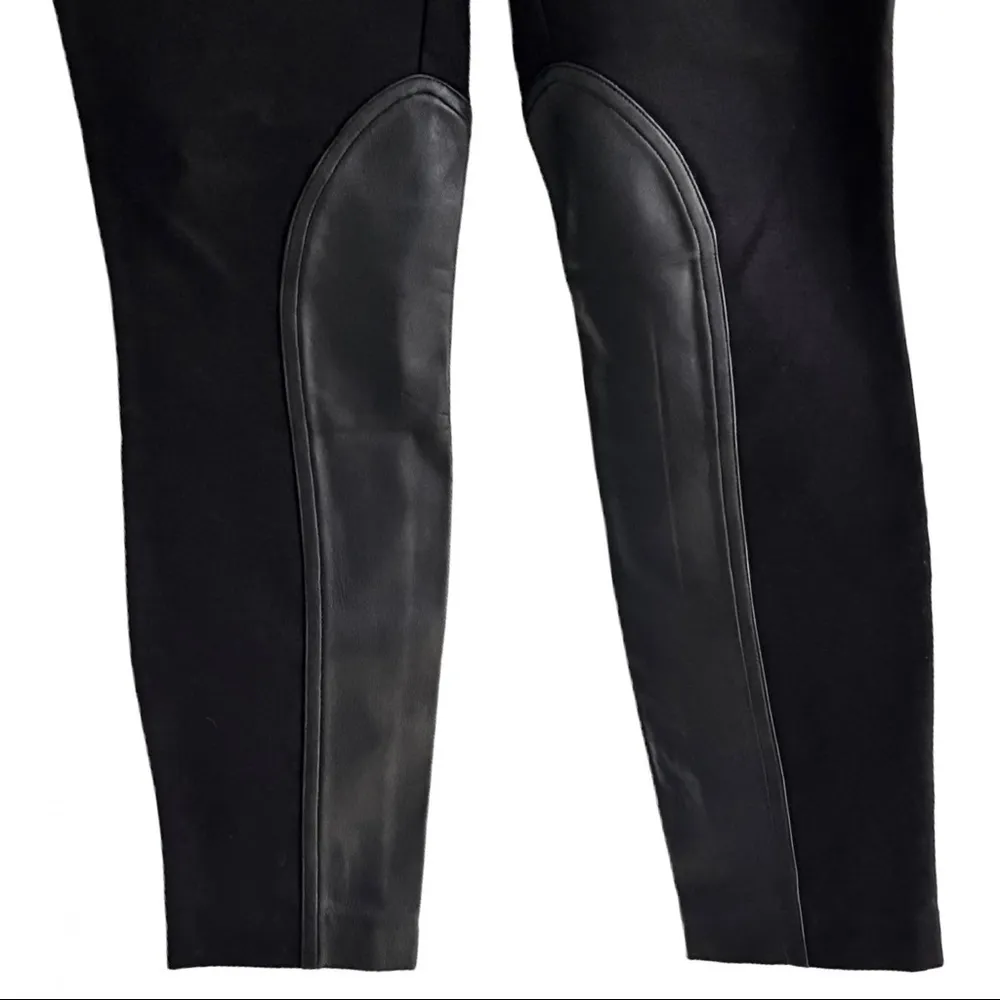 J.Crew Black Pixie Jodhpurs  Leather Panels Work Equestrian Leggings Pants 4 - Image 6