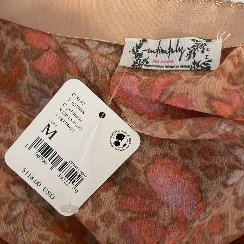 NWT Free People Pink and Orange Floral Midi Skirt Size Medium - Image 5