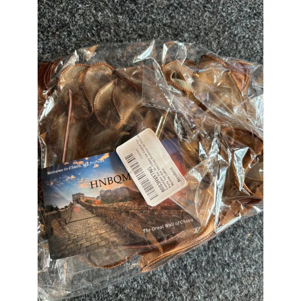 HNBQMX Brown Floral Fascinator Headband Mesh & Organza For Women Rose Design - Image 2