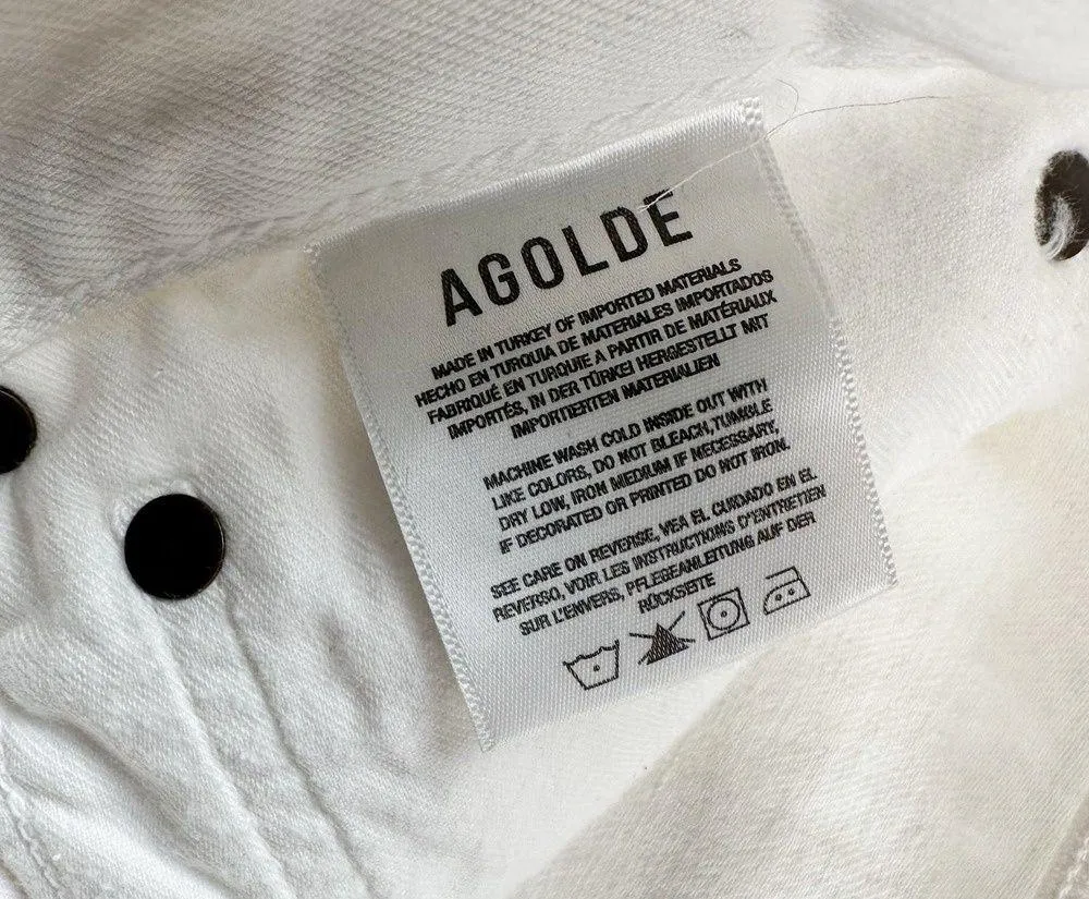 Agolde Parker Straight Leg Crop Jeans Finished Hem Milkshake White Size 32 - Image 11