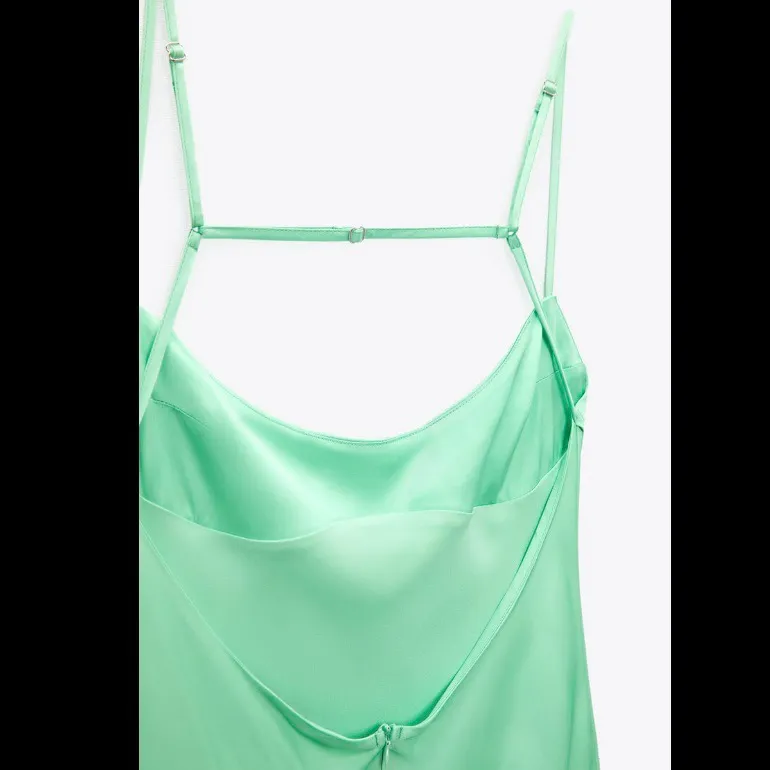 NWT  MINT GREEN SATIN EFFECT MIDI CUT OUT DRESS VIRAL TIKTOK - Image 14
