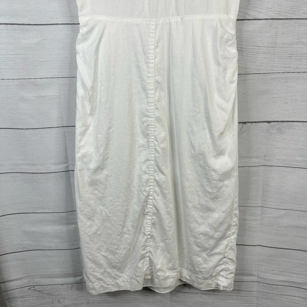 Frame Womens size Medium Linen Twist-Front Ramie Midi Dress White Lwwd0628 - Image 10