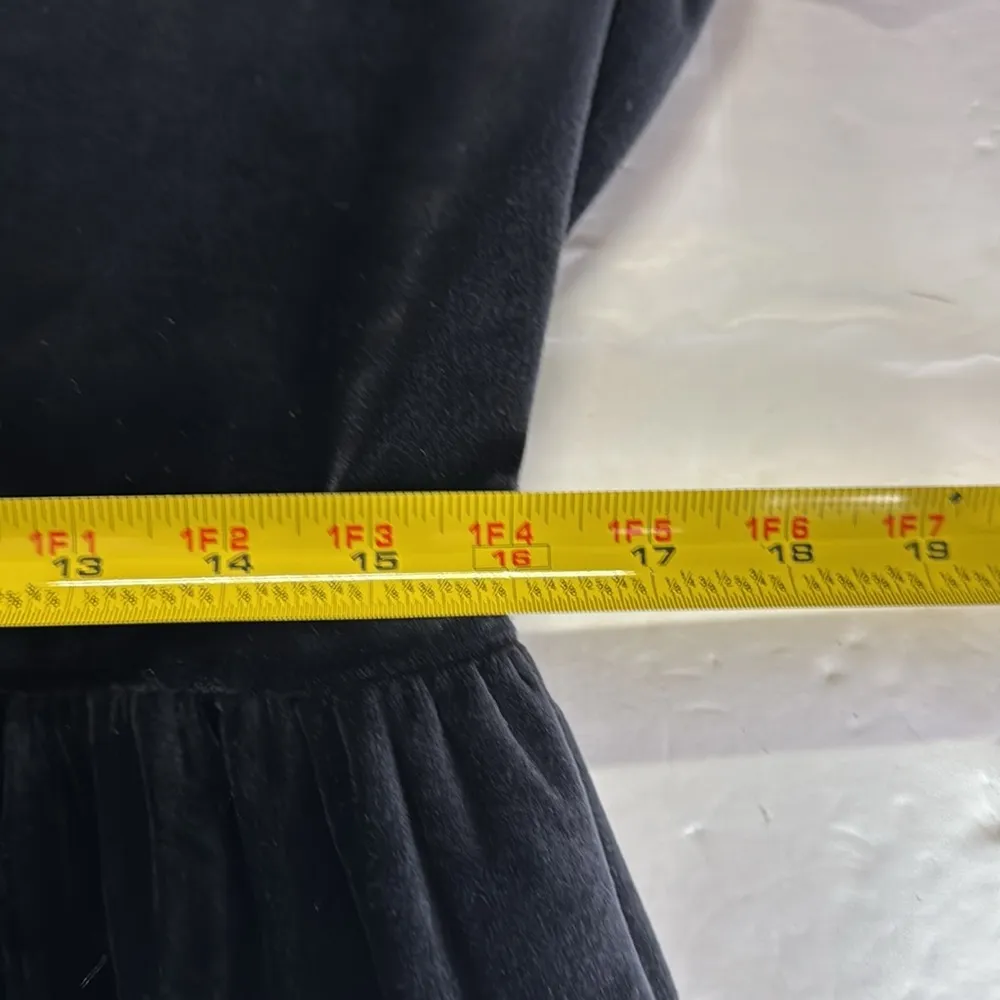 Avon Style Black velvet velour long sleeve gold button Maxi Dress vintage L Size L - Image 12