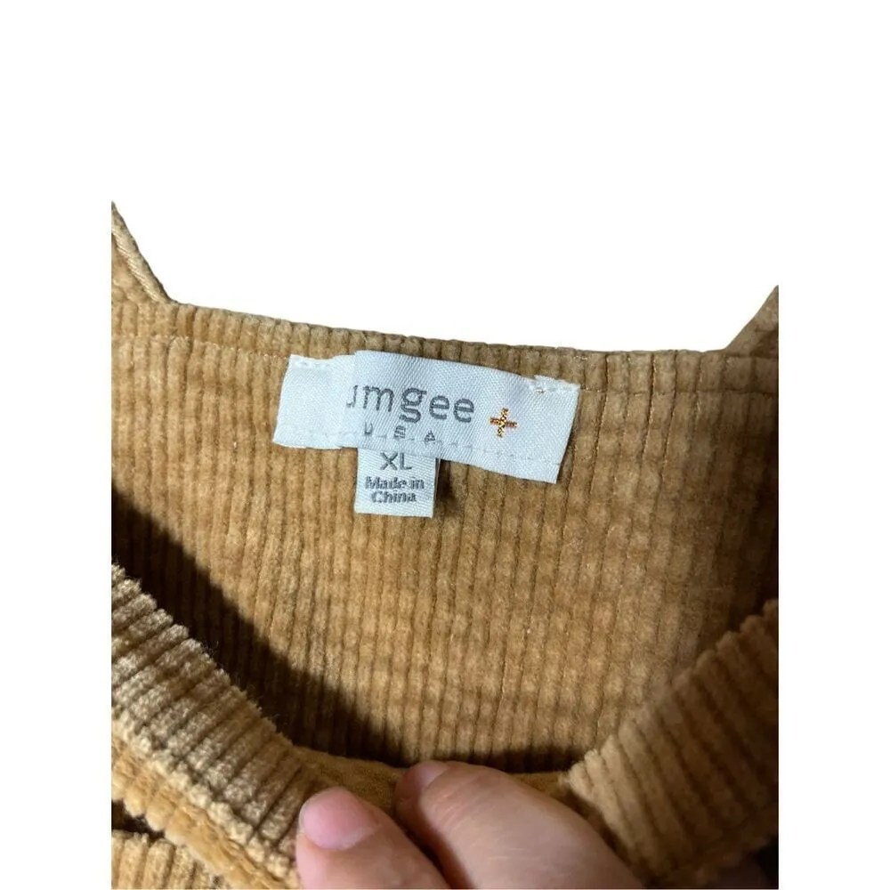 Umgee Tan Corduroy Overall Jumper Dress Size XL - Image 4