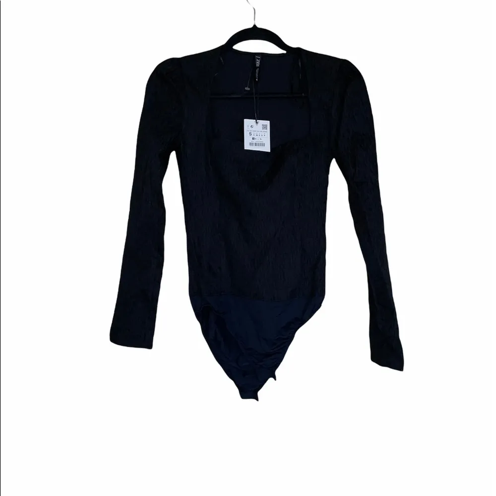 NWT Zara black textured bodysuit Square Neck Black - Image 7