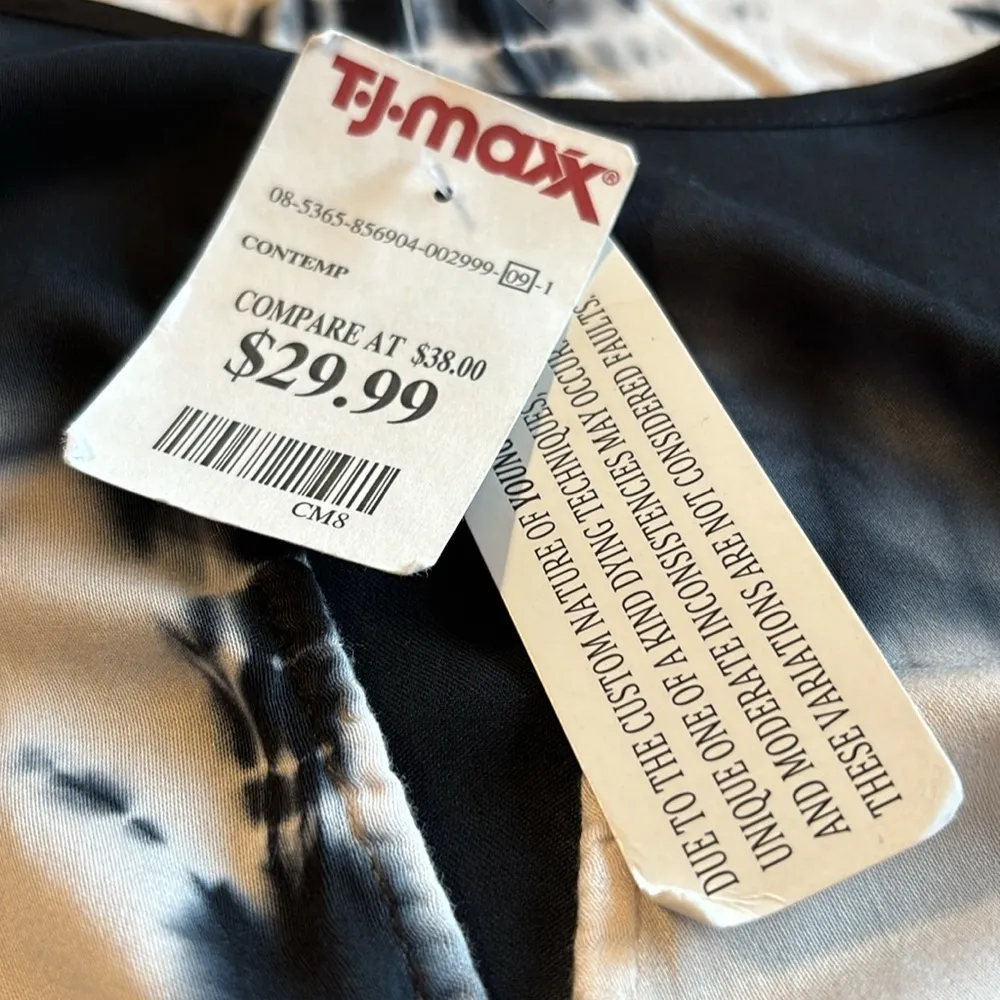 Young Fabulous & Broke **NEW** Women's Blouse, Black/White Tie Dye Size Medium - Image 5