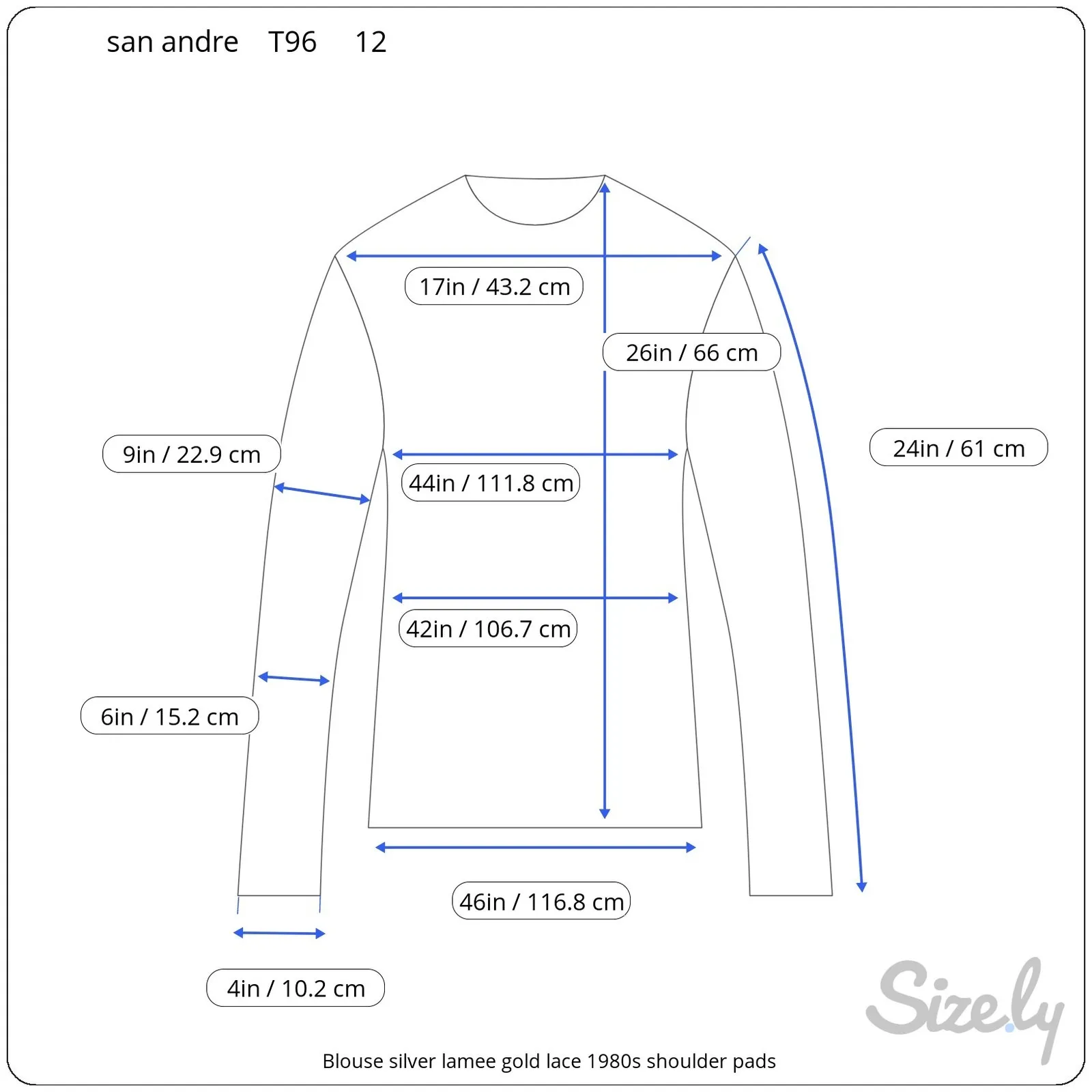 Blouse silver lamee gold lace 1980s shoulder pads Size 12 - Image 13