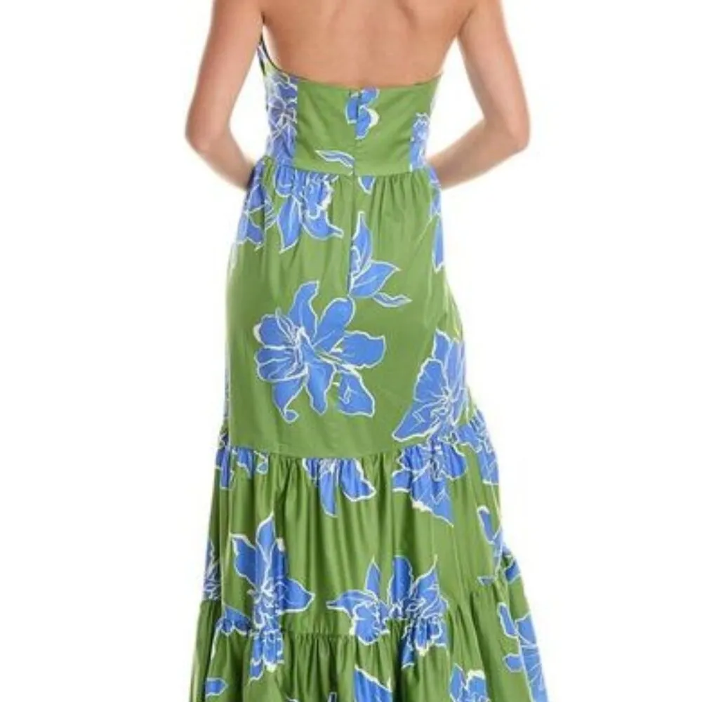 Hutch Floral Halter Maxi Dress NEW (green w/blue) - Image 7