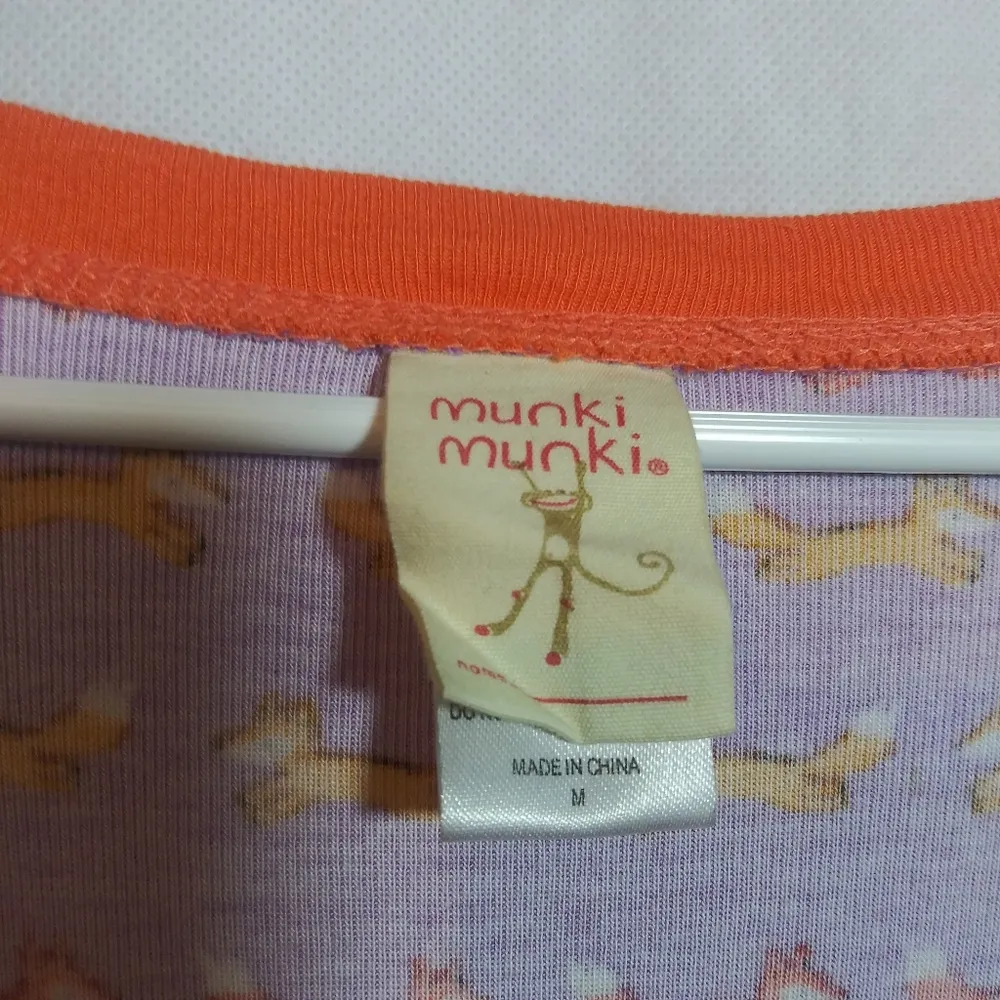 Munki Munki Purple Orange Fox Print  Women's Sleep Shirt Novelty Natural Sz M - Image 4
