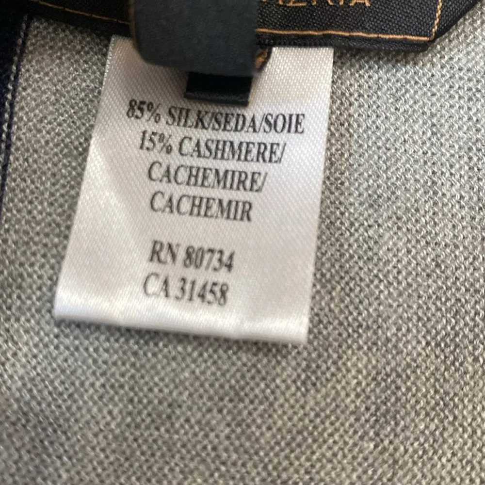 Navy & gray striped silk cashmere quiet luxury cardigan sweater office - Image 5