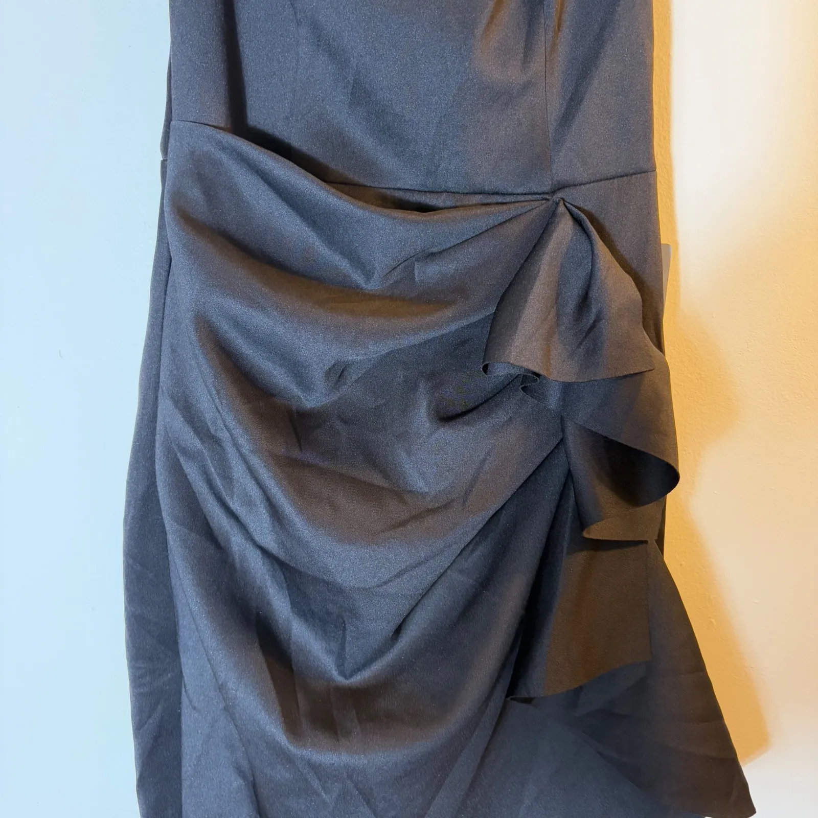 Xscape Black Off‎ Shoulder Cocktail Dress Party Evening Formal Midi Size 10 - Image 4