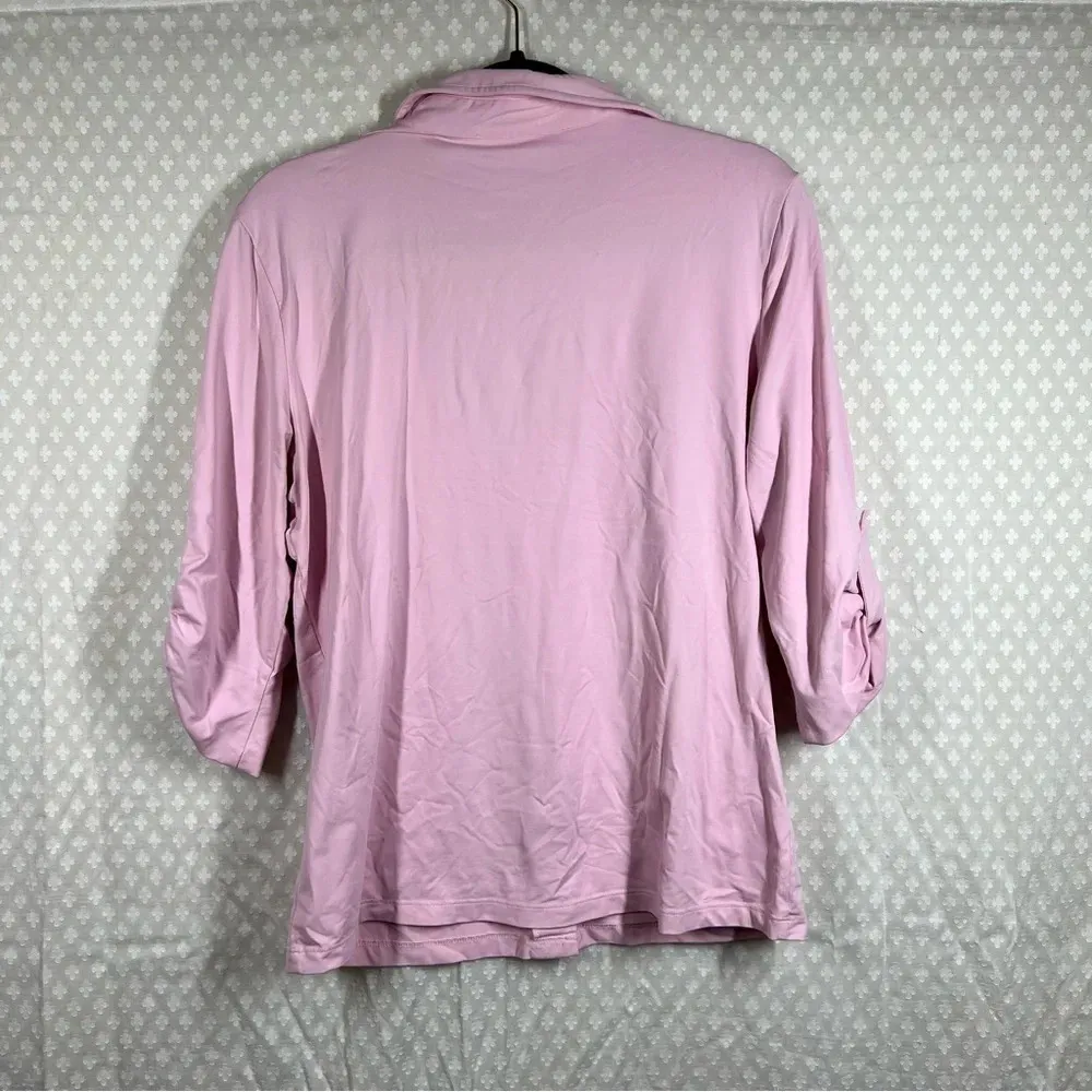 J. McLaughlin  Pink Nylon Roll Tab Sleeve Top‎ - Image 6