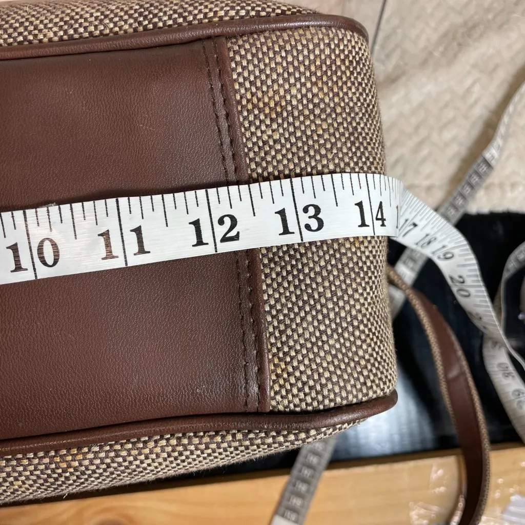 Vintage Brown Tweed Travel Shoulder Convertible Retro‎ Crossbody Bag Academia - Image 11