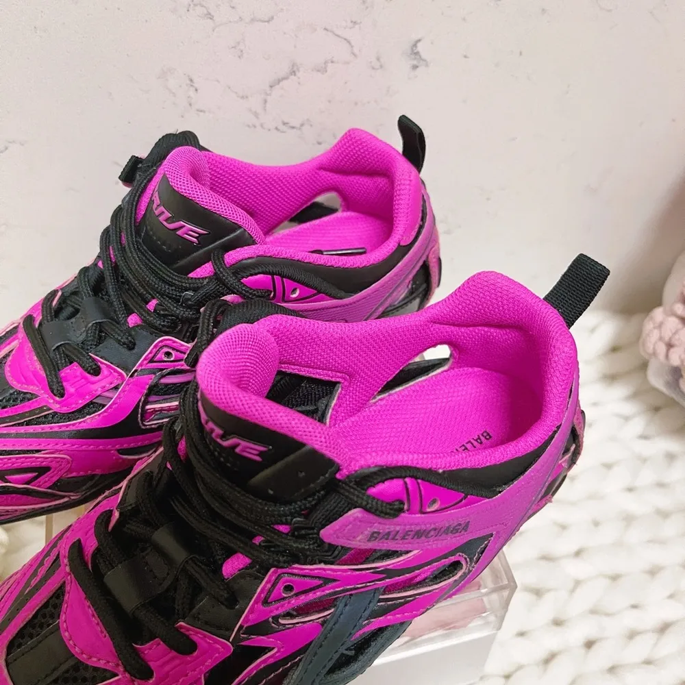 Authentic Balenciaga New Pink and Black Drive Sneakers - Image 9