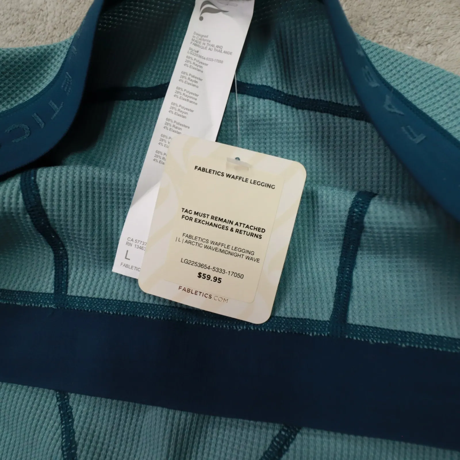 Fabletics  Waffle Legging Arctic Wave/Midnight Wave Blue size Large - Image 10