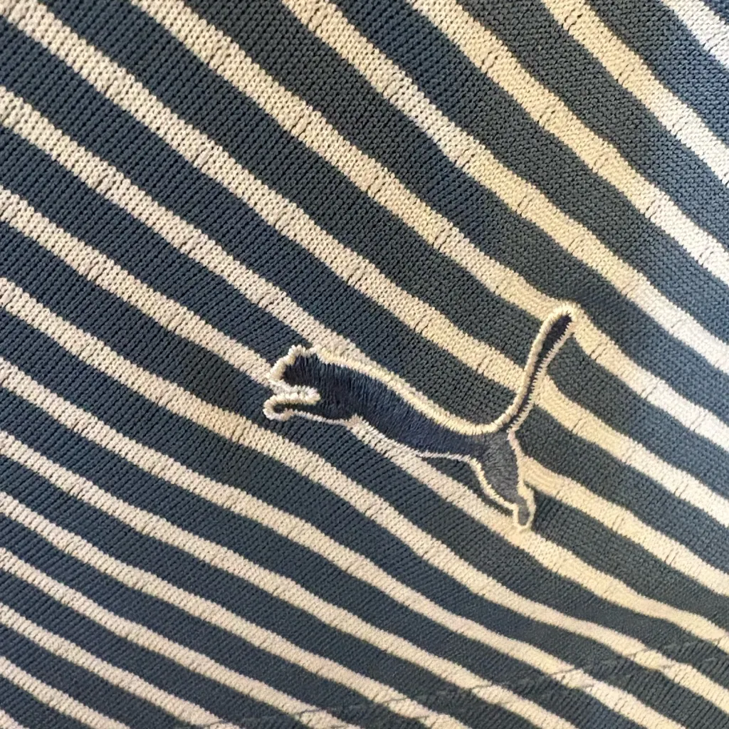 Puma Golf Navy Stripe Dot Trim Performance Polo Shirt XS Activewear Top - Image 4
