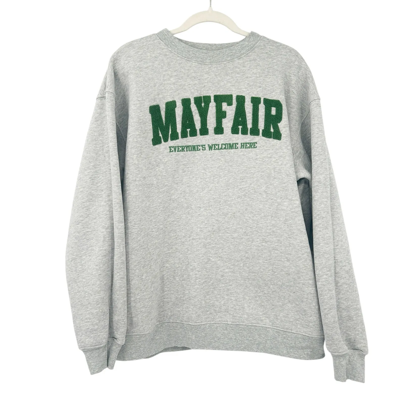 The Mayfair Group Womens Everyone's Welcome Fleece Sweatshirt Size S/M Gray Size M - Image 2