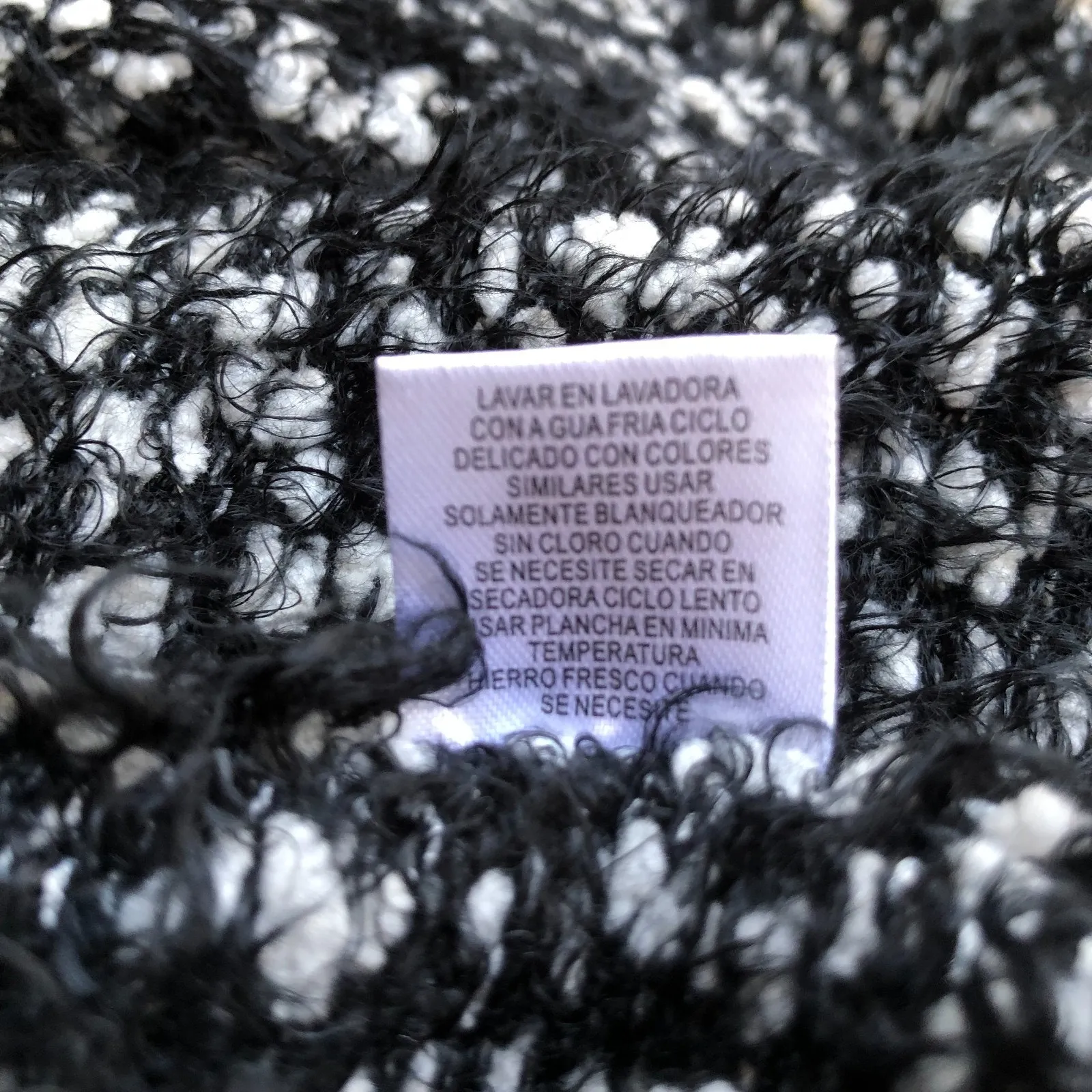 Love by Design Fuzy Sweater Black White Polyester Long Sleeve Cardigan Womens XS - Image 10