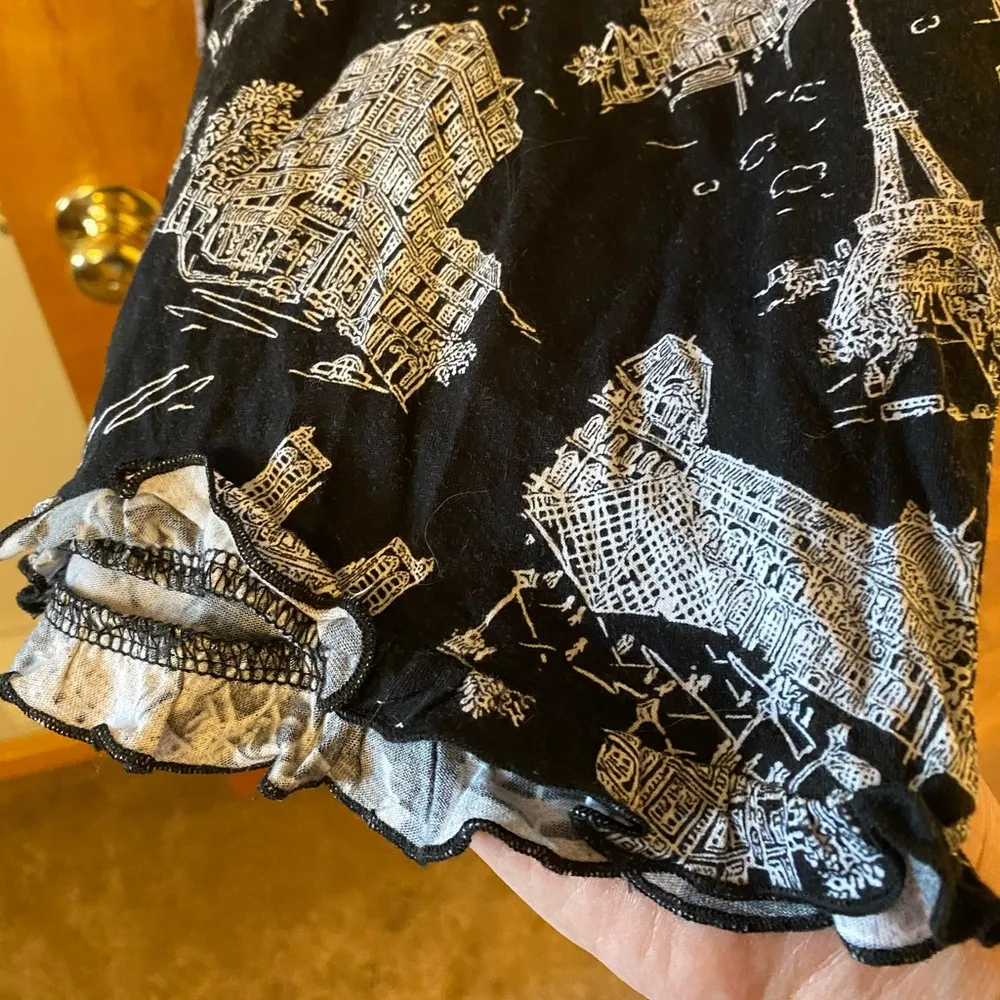 Mercer & Madison Paris France Eiffel Tower Pajama Lounge Pants XS Black NWT - Image 5