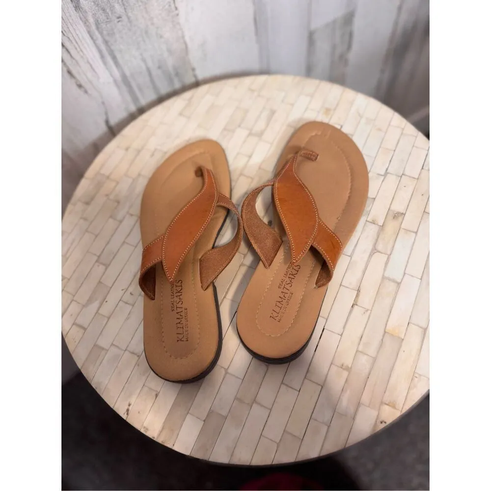 KLIMATSAKIS sandals made with real leather size 40 (9) Tan - Image 2