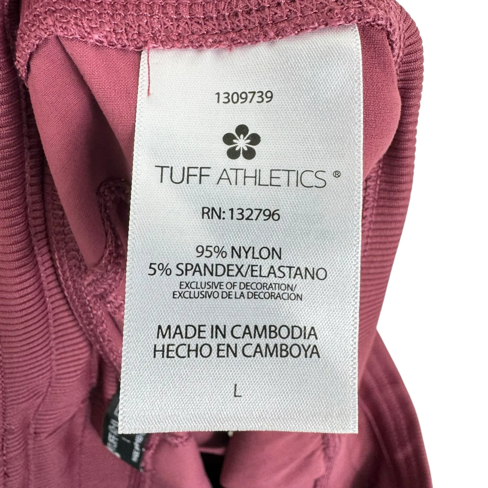 Tuff Athletics Berry Pink Drawstring Waist Lightweight Athletic Nylon Shorts L - Image 6