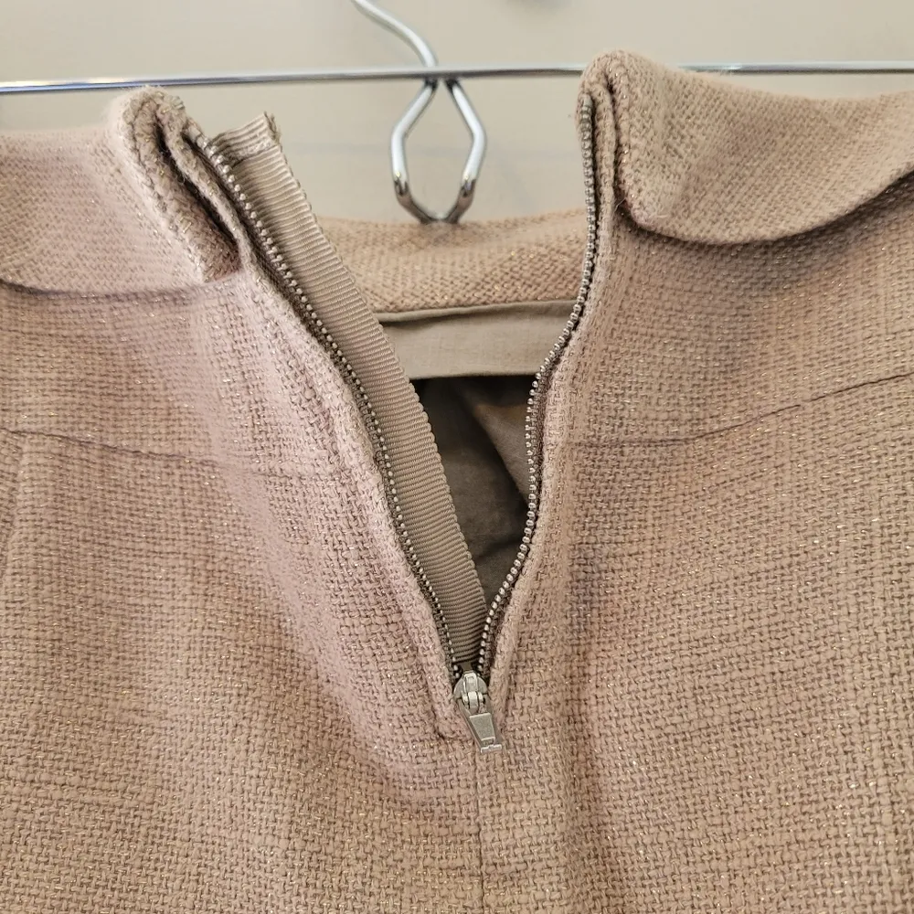 J. Crew Linen Blend Tan and Gold Mini Skirt - Image 6