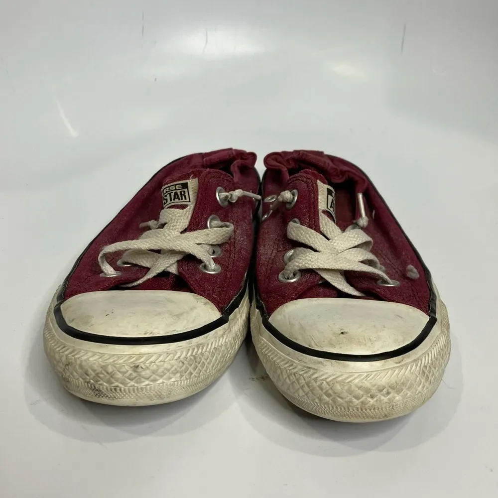 Converse sneakers with elastic back maroon with silver‎ size 6 - Image 2