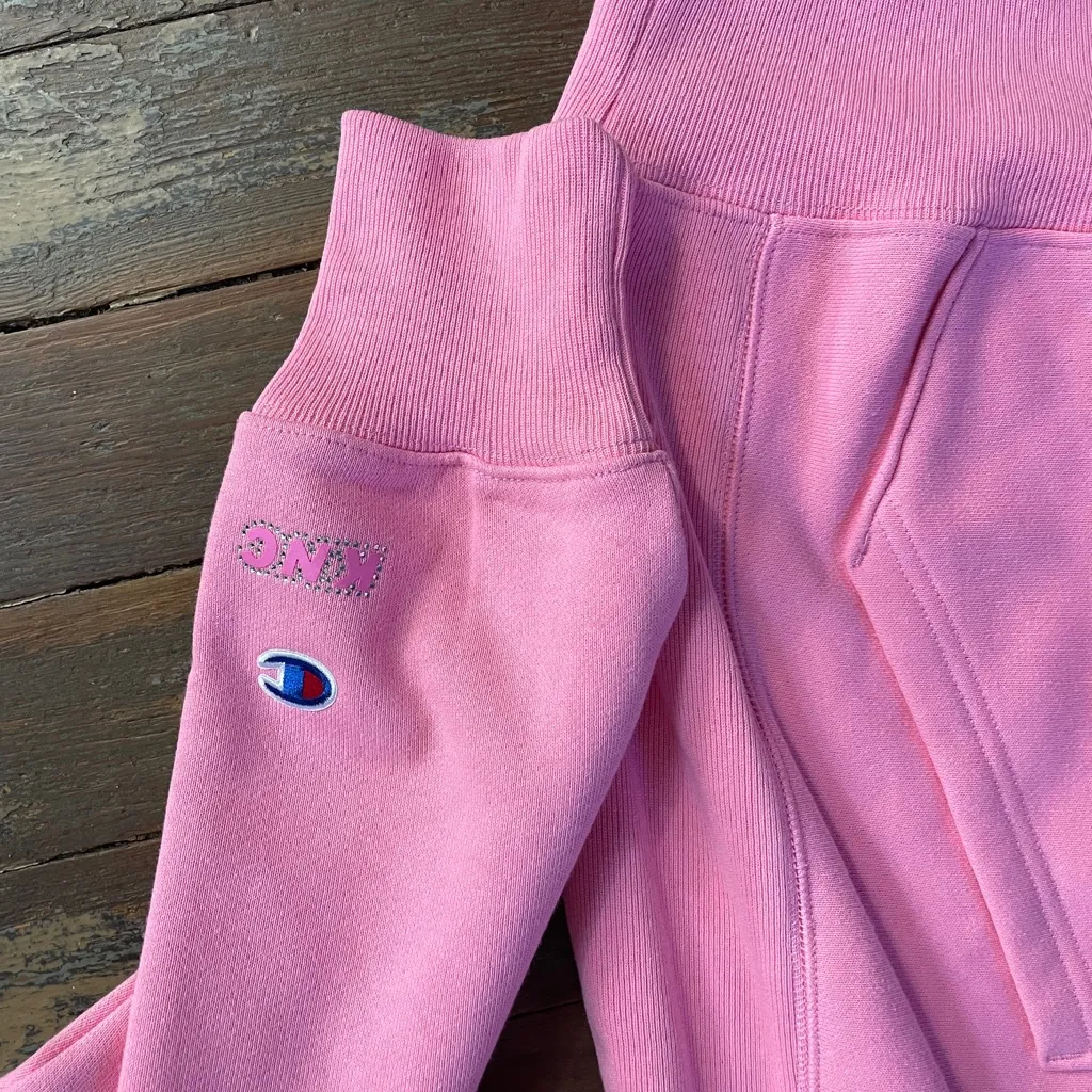 Champion X KNC Beauty Pink Rhinestone Sweat Set All Natural Hoodie - Sz M 🧡🎀 - Image 7