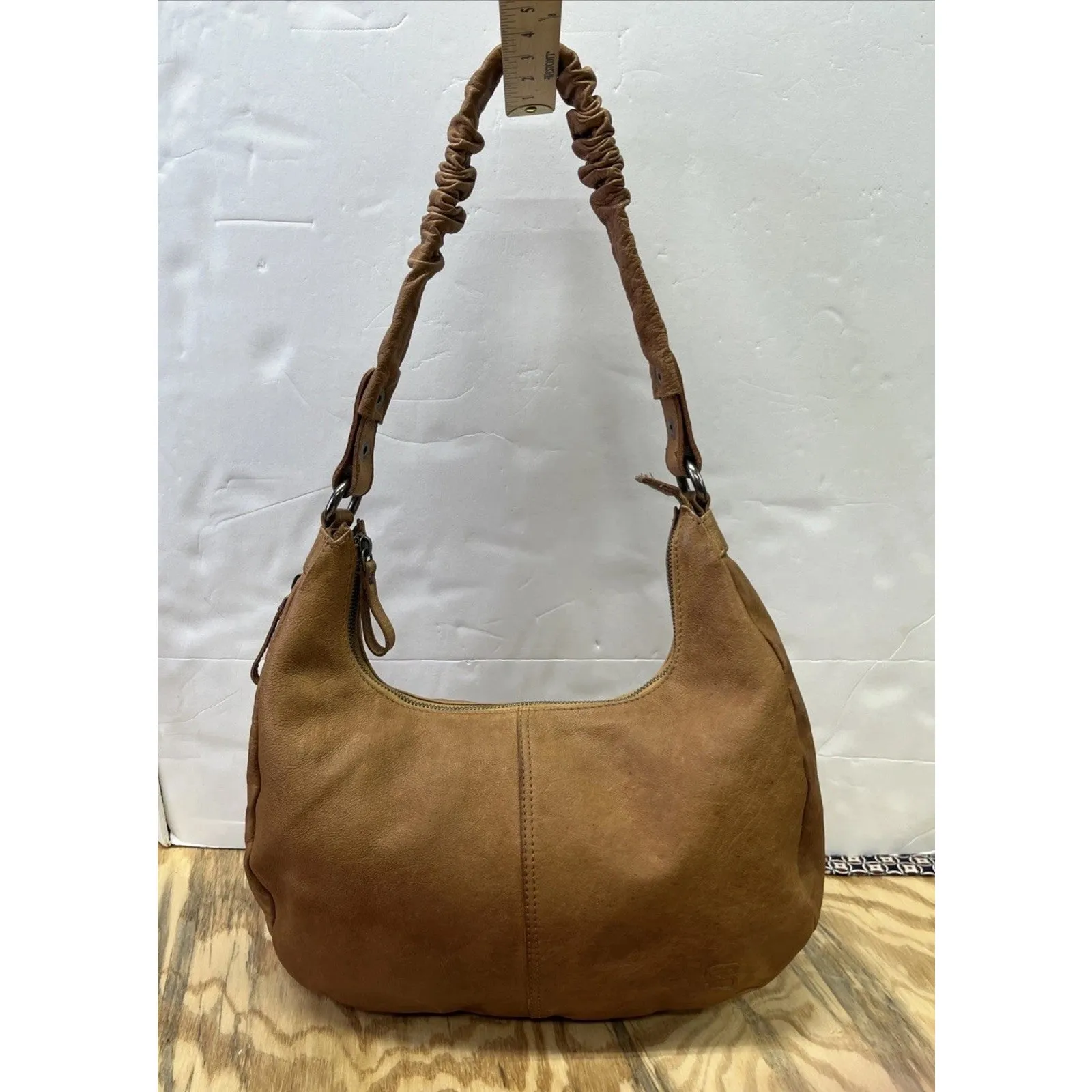 Spikes Sparrow Brown Leather Slouchy Hobo Shoulder Crossbody Purse Bag Beige Tan - Image 3
