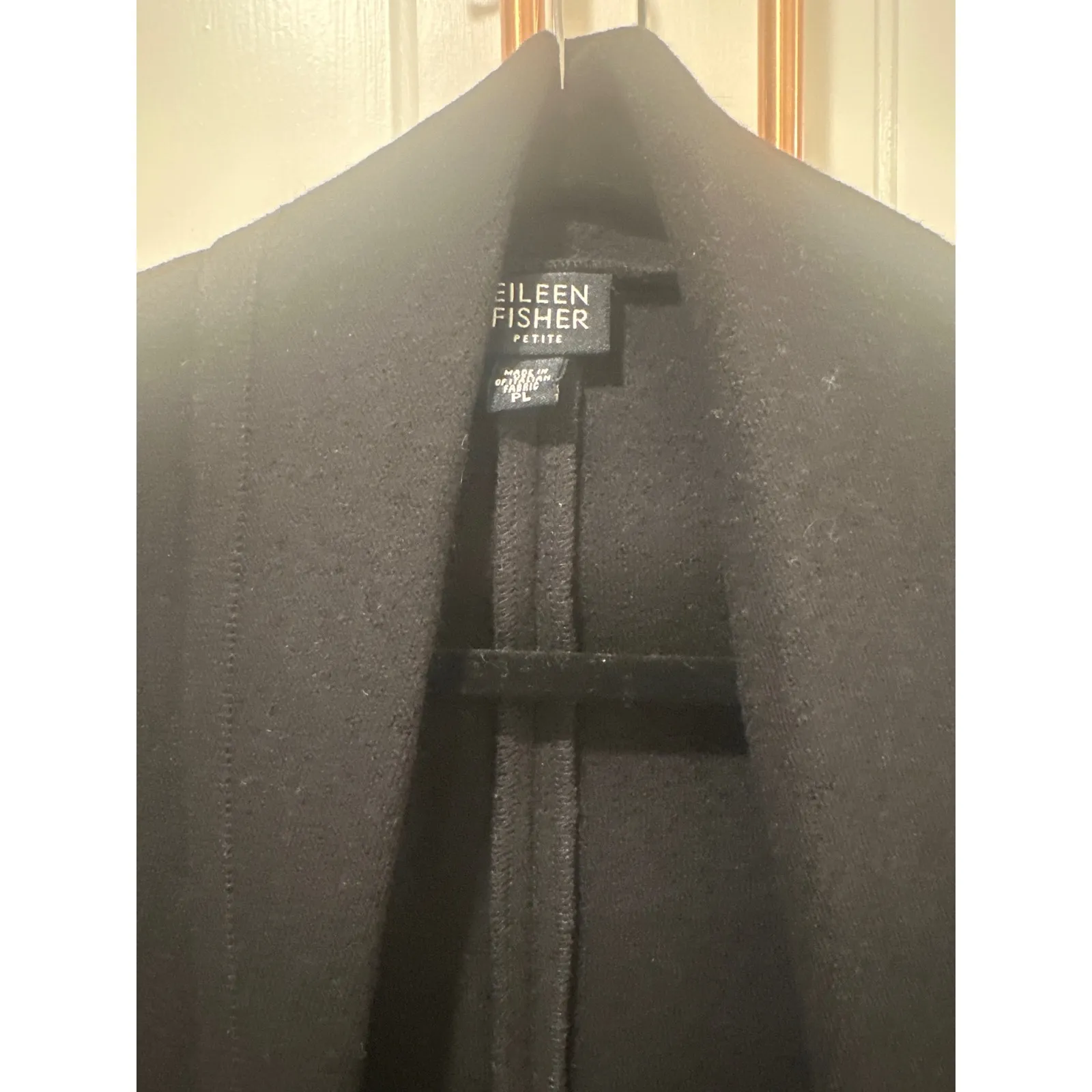 Eileen Fisher Petite Black Shawl Collar Cardigan Jacket 100% Wool Made in USA L - Image 4
