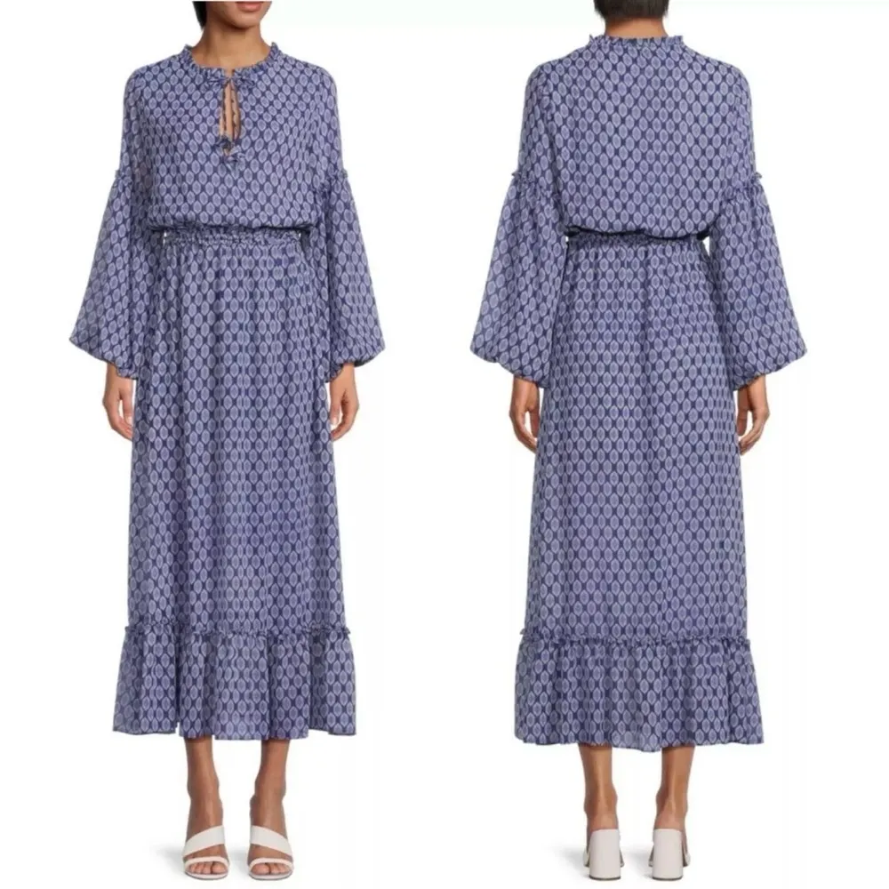 MISA Los Angeles Amata Majorelle Navy Blue Ruffle Maxi Dres Size XS J3 - Image 3