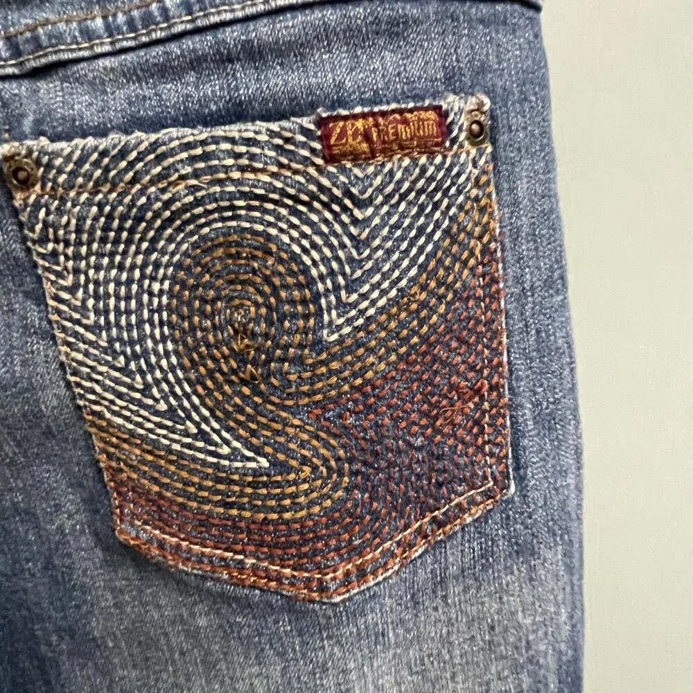 Zana Di Vintage Flare Jeans Size 13 Embroidered Pockets Bootcut Y2K Dark Wash - Image 2