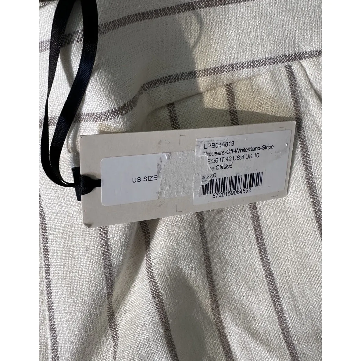 NWT Suistudio Silk Linen Off White Sand Stripe Lane Classic Trouser Pants Size 6 - Image 7