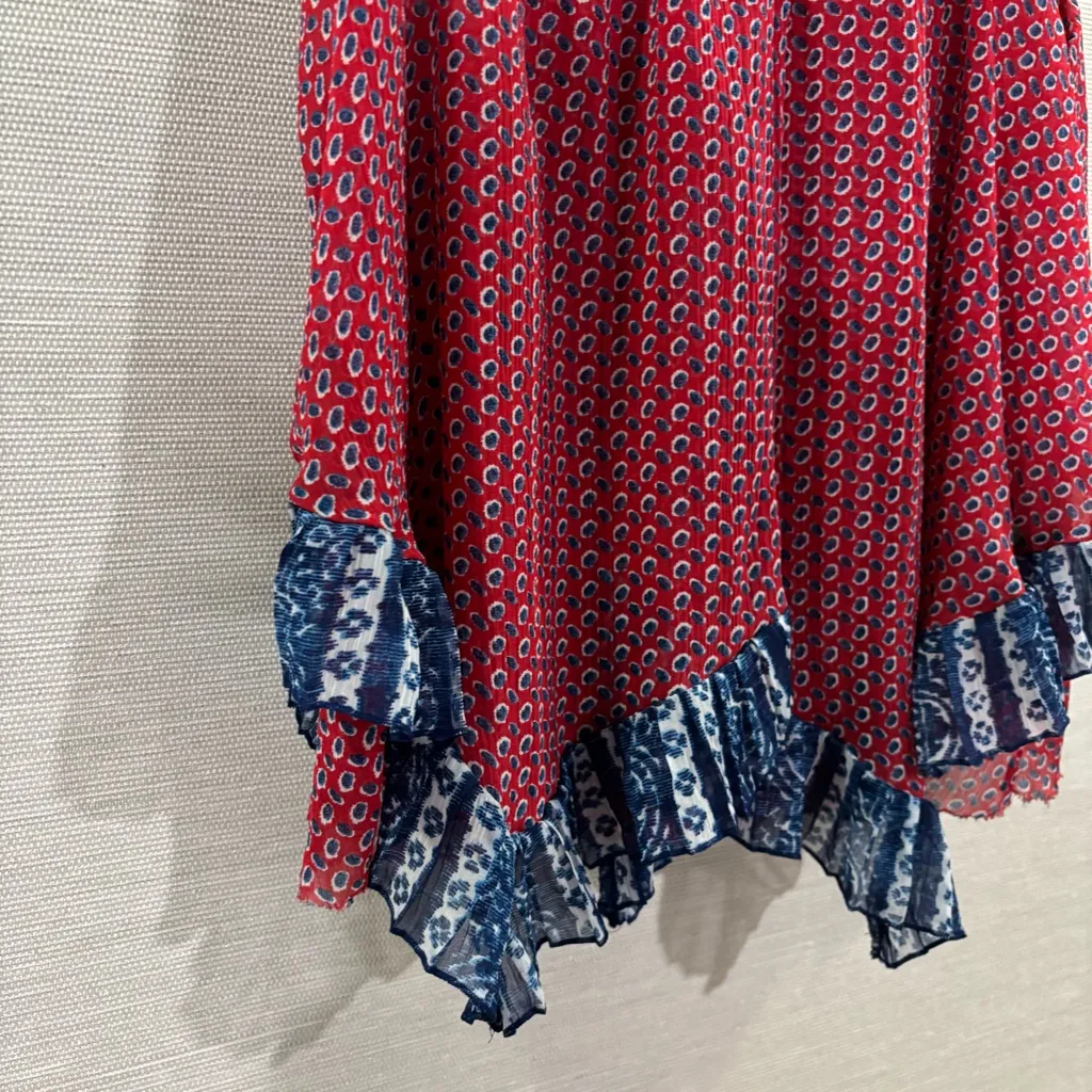 Abercrombie & Fitch Red and‎ Blue Asymmetrical Ruffled Camisole Size Small - Image 5