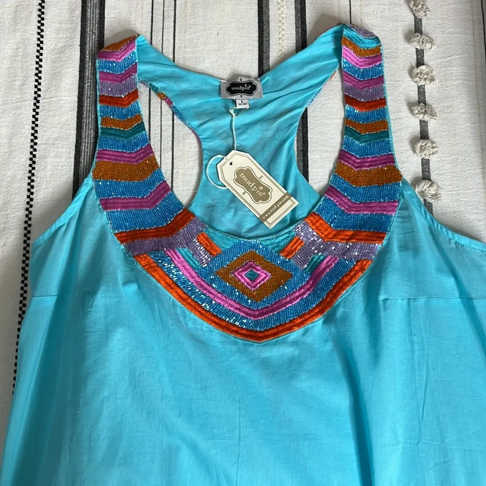 nwt // mudpie embroidered beaded tunic daphne swim coverup - Image 94