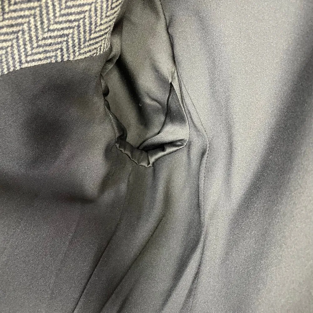 Theory Black Gray Slim Button Jacket Abbot Knit Chevron Herringbone Stretch 8 - Image 4