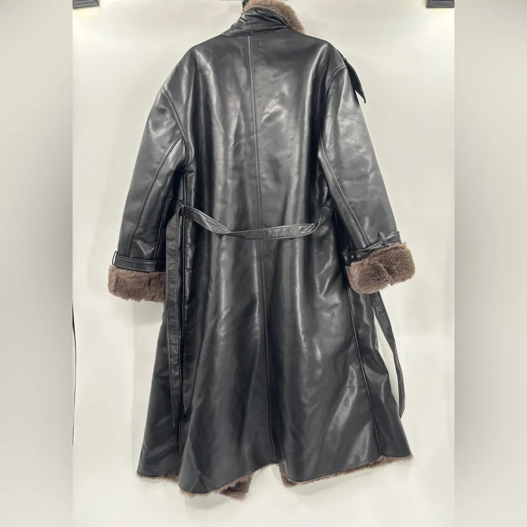 WeWoreWhat Bonded Faux Fur Trench Coat in Camel & Black - Image 7