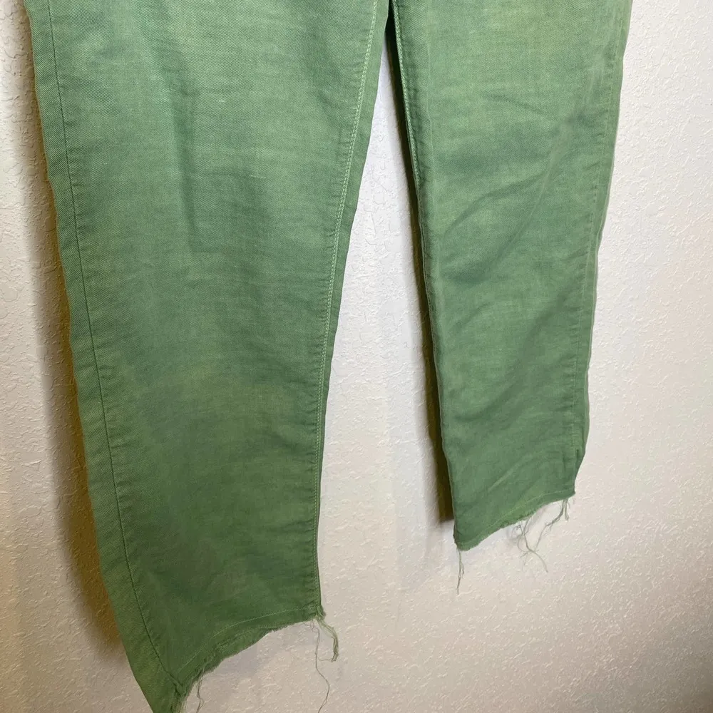 Mother The Shaker Chop Crop Hedge Green Pants Cotton Linen EUC Sz 27 - Image 3