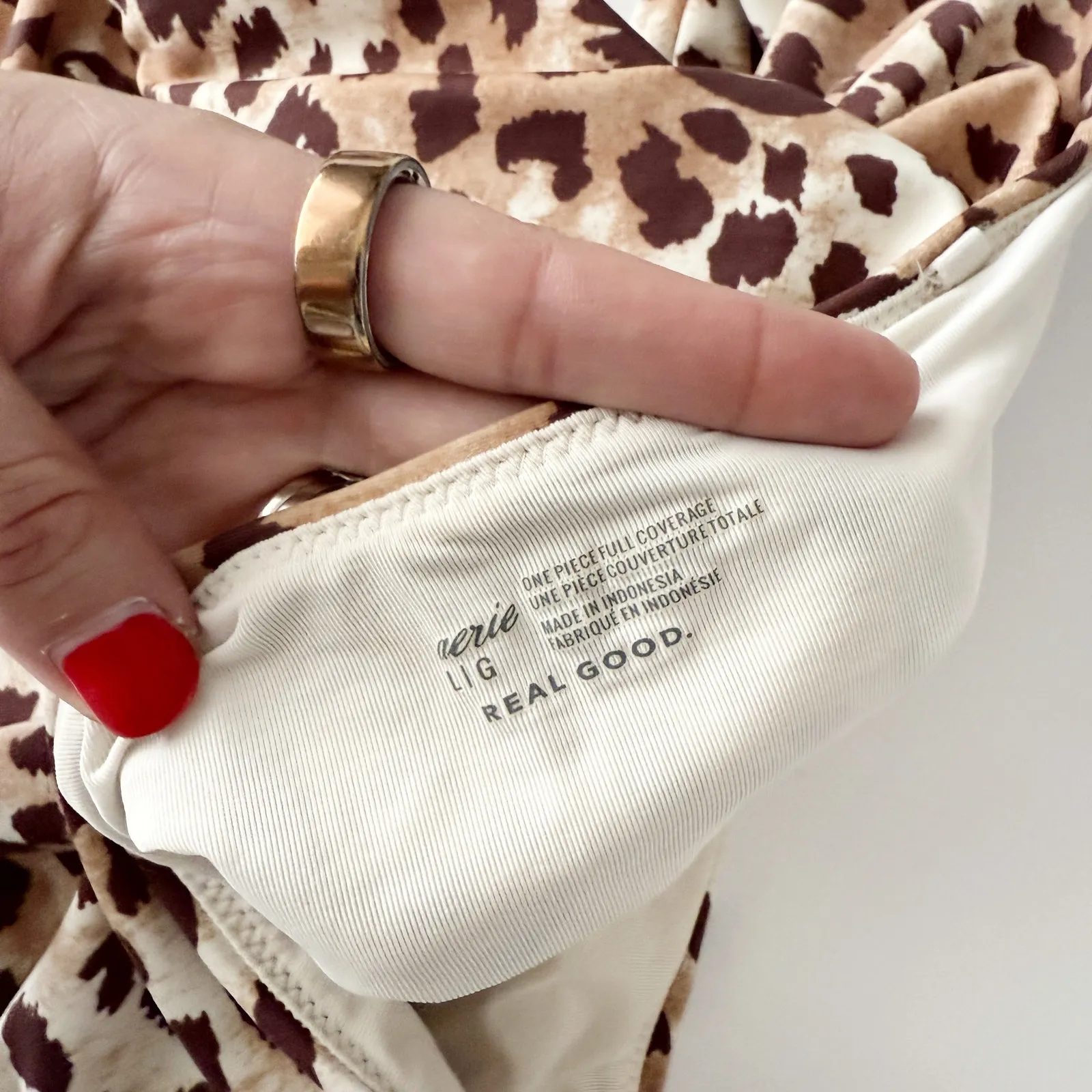 [Aerie] Leopard Print Knot Tie Front Cutout Strapless One Piece Swimsuit Large L - Image 12