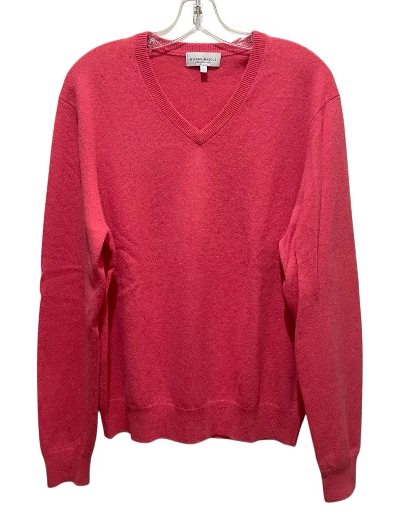 Neiman Marcus Virgin Cashmere V Neck Sweater Pink Women Size Large - Image 1
