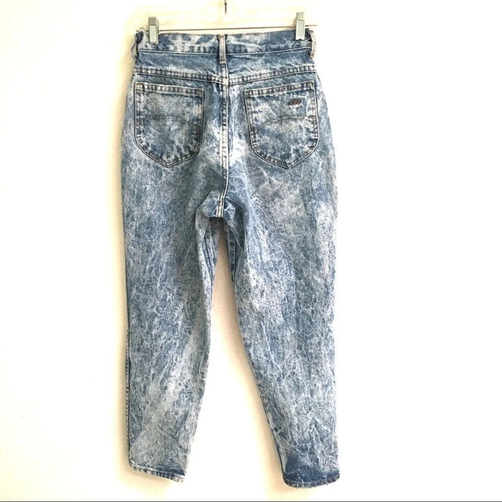 Vintage Chic acid wash high waisted straight leg light wash denim jeans … Blue Size 25 - Image 2