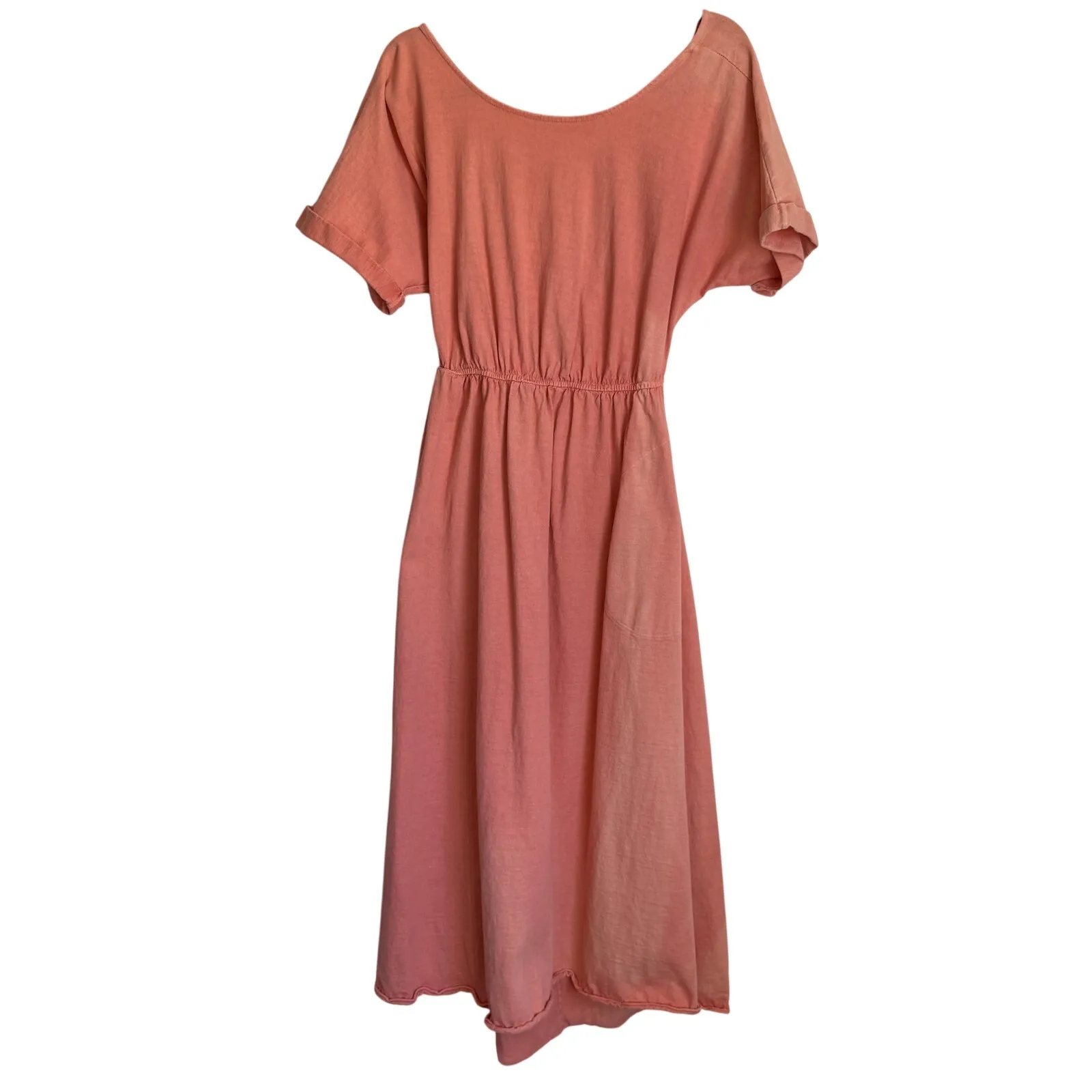 Free People Beach Sz S Sorrento Midi Cutout Tie Dress Pink 100% Cotton Natural - Image 3