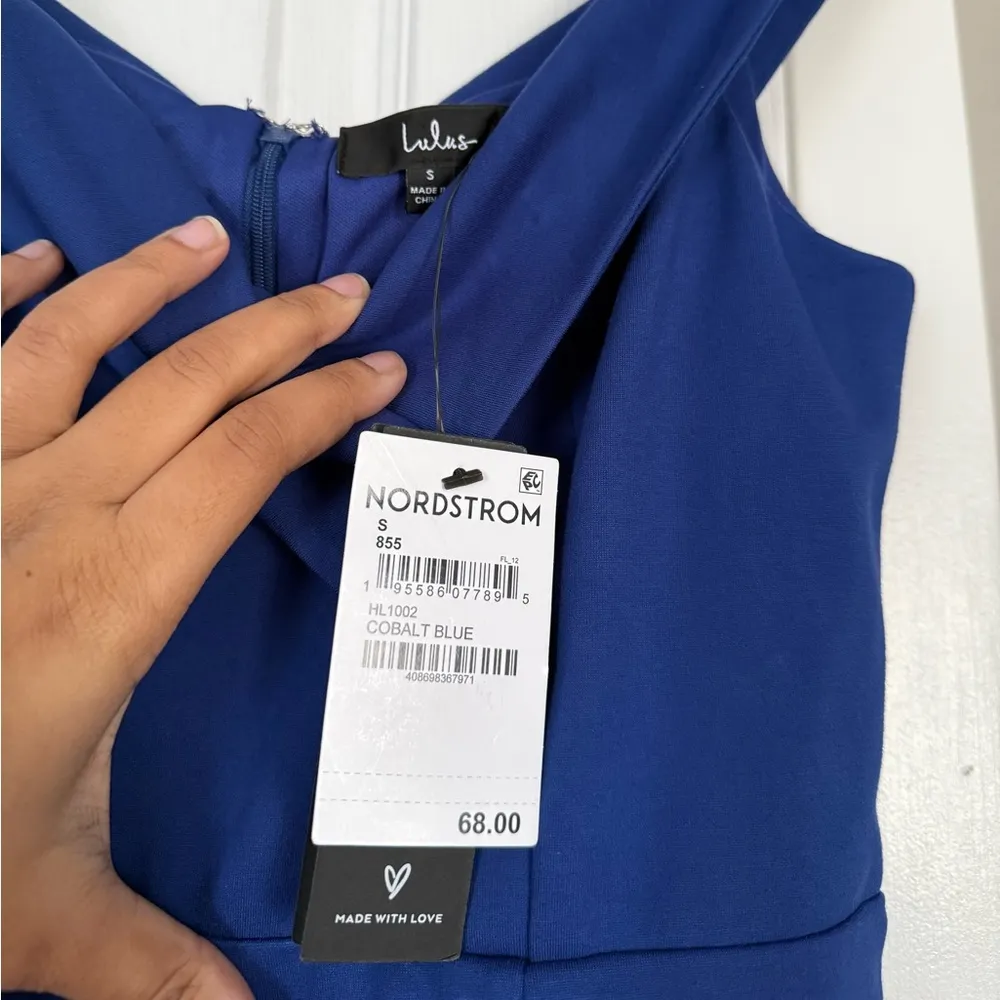 Lulus Classic Glam Cobalt Blue Off-the-Shoulder Bodycon Dress NWT - Image 4